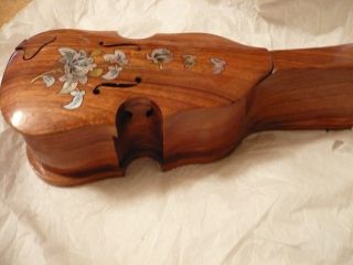Rosewood Trinket Puzzle Box Violin Cello Mother Of Pearl Jewel Jewelry Must C photo