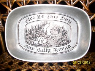 Vintage Wilton Columbia Pewter Give Us Our Daily Bread Wheat Farmer photo