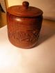 Antique Vintage Wood Carved Canister Trinket Jewelry Bowl India Sarna Flowers Metalware photo 1