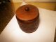 Antique Vintage Wood Carved Canister Trinket Jewelry Bowl India Sarna Flowers Metalware photo 2