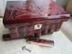 Romania ' S Wooden Jewelry Box Handcrafted Natural Wood Polish Red Keepsake Chest Boxes photo 7