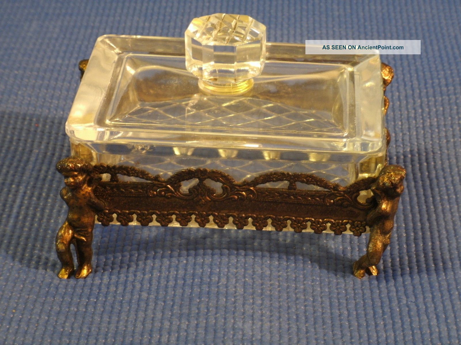 A Late Gilt Metal Mounted Cut Glass Dressing Table Box And Cover Boxes photo
