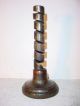 Antique French Wrought Iron & Wood Spiral Candlestick N°13 Primitives photo 1
