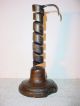 Antique French Wrought Iron & Wood Spiral Candlestick N°13 Primitives photo 2