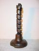 Antique French Wrought Iron & Wood Spiral Candlestick N°13 Primitives photo 3