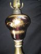 Pair Of Rare Amethyst Whale Oil Lamps Hand - Painted In 14k Gold Lamps photo 2