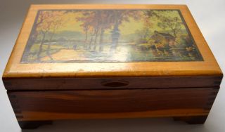 Highly Collectible Vintage Hand Carved Cedar Wooden Jewelry Box Chest photo