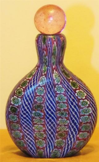 Vintage Hand Blown Murano Glass Perfume Bottle With Stopper,  Unique Handpainted photo