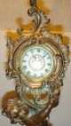 Bronze Cherub Clock With Onyx Box Metalware photo 1