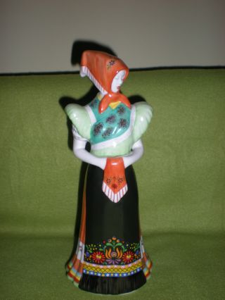 Huge Hollohaza Hungarian Folk Girl Figurine photo