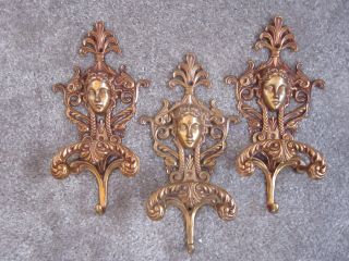 Vintage Italian Made Brass Robe/towel Hangers.  Very Cool photo