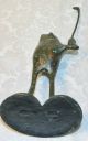Bronze Metal Golfing Frog Standing Lily Pad Stocking Stuffer Paperweight Mint Metalware photo 5