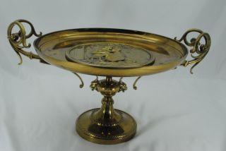 Large Antique French Brass Plate Bronze Centerpiece Tazza Signed Marcel Debut photo