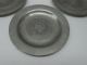 Set 4 Small Vintage Pewter Plates Depicting A Fruit Center Metalware photo 1