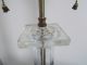 Pair Of Tall Antique Vintage Crystal Glass Column Brass Base Table Desk Lamps Lamps photo 4
