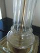 Pair Of Tall Antique Vintage Crystal Glass Column Brass Base Table Desk Lamps Lamps photo 5
