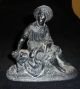 Old Antique/vintage Victorian Metal Statue - Poet Sitting On A Bench Metalware photo 1