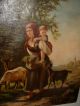 Excellent Antique Oil Painting,  { Woman With A Child And Goats,  Finished Finely } Other photo 2
