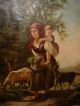 Excellent Antique Oil Painting,  { Woman With A Child And Goats,  Finished Finely } Other photo 4