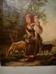Excellent Antique Oil Painting,  { Woman With A Child And Goats,  Finished Finely } Other photo 6