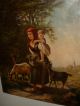 Excellent Antique Oil Painting,  { Woman With A Child And Goats,  Finished Finely } Other photo 7