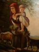 Excellent Antique Oil Painting,  { Woman With A Child And Goats,  Finished Finely } Other photo 8