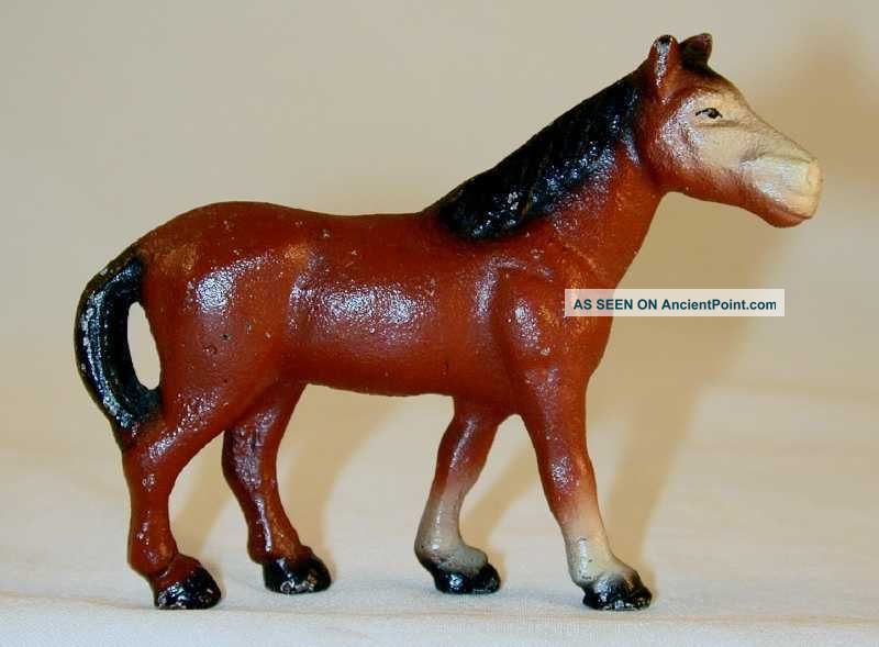 Old Cast Iron Paperweight Brown Horse Figurine Hubley - 2 Metalware photo
