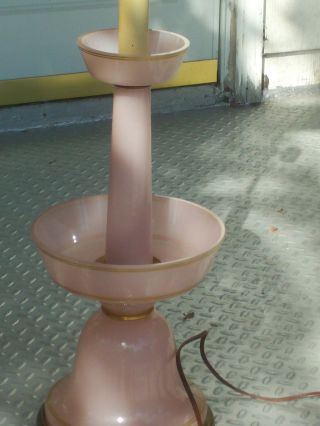 Antique Huge Pink Opaline Lamp Rare Beauty Gold Gilt Trimming 3 Sections 37.  5h photo