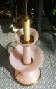 Antique Huge Pink Opaline Lamp Rare Beauty Gold Gilt Trimming 3 Sections 37.  5h Lamps photo 1