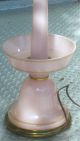 Antique Huge Pink Opaline Lamp Rare Beauty Gold Gilt Trimming 3 Sections 37.  5h Lamps photo 3