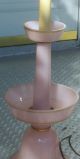 Antique Huge Pink Opaline Lamp Rare Beauty Gold Gilt Trimming 3 Sections 37.  5h Lamps photo 4