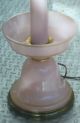 Antique Huge Pink Opaline Lamp Rare Beauty Gold Gilt Trimming 3 Sections 37.  5h Lamps photo 6