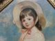 Antique Embossed Picture Of Little Girl Peach Dress On Metal Wall Hanging Metalware photo 1