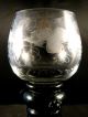 19th C Roemer Glass With Green Stem And Clear Bowl Engraved With Grapes,  Vines Stemware photo 3