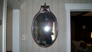 Antique Oval Mahogany Mirror photo
