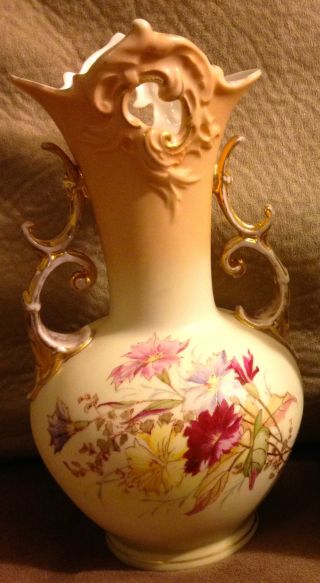 Antique Royal Worcester Porcelain Flower Vase Rare photo