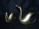 Pair Of Ornate Him & Her Antique Brass Geese Vintage Deco Style Metalware photo 2