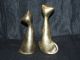 Pair Of Ornate Him & Her Antique Brass Geese Vintage Deco Style Metalware photo 7