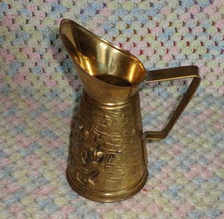 Vintage Hammered Copper Pitcher W/old English Table Gathering/card Playing Sce photo