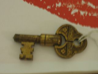 Antique Brass Metal Folding Top Key Possible Jewelry Craft Decoration Unique Fob photo