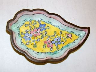 Diminuitive Antique Chinese Old Vintage Hand Painted Canton Enamel Pin Dish Tray photo