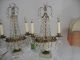 Vintage French Marble Girandoles Crystal Lamp Pair Bouidoir Parts Repair Lot Lamps photo 1