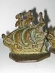 Antique Art Deco Sailing Ship Bookends C: 1920s Cast Iron Metalware photo 2