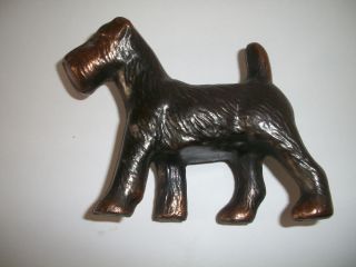 Antique Metalware Dog Figurine Bronze Terrier Statue Copper Finish Kerry Blue photo
