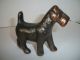 Antique Metalware Dog Figurine Bronze Terrier Statue Copper Finish Kerry Blue Metalware photo 1