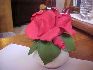 Capodimonte Red Roses With Green Leaves Capodimonte N photo