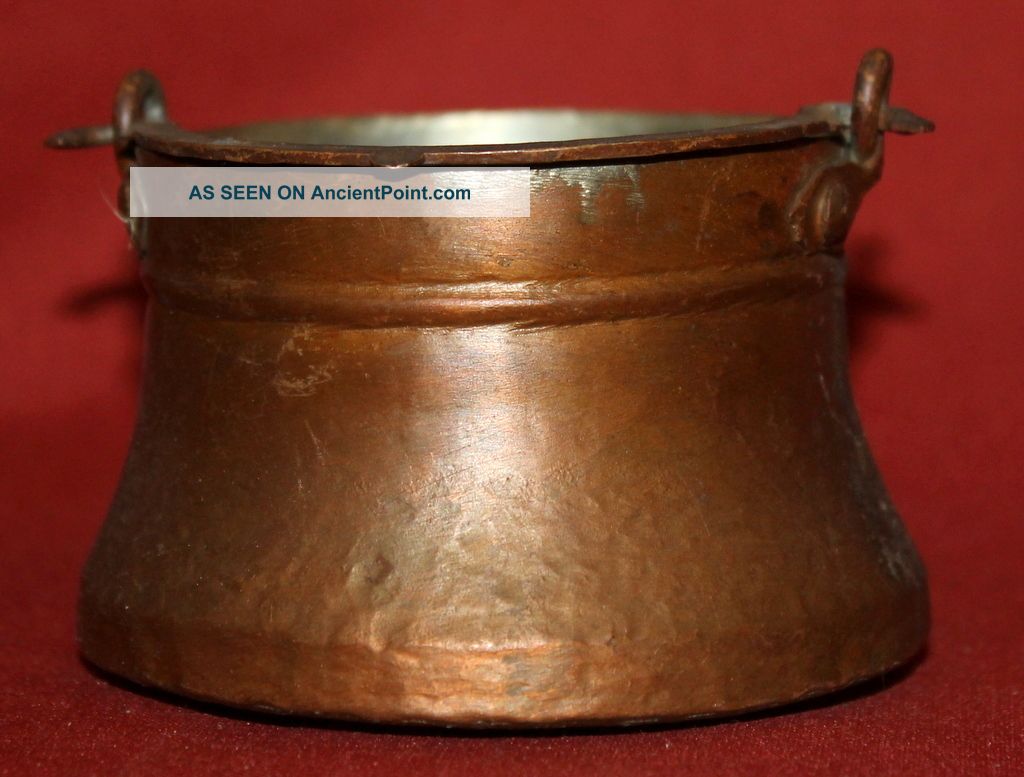 Antique Hand Made Copper Folk Art Pail Bucket Metalware photo