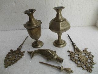 Three Antique Vintage Rare Old Designed Brass Eye Color Container / Surmadani photo