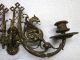 Antique Set Victorian Piano Candle Holders Figural Dragons Sconce Rustic Brass Lamps photo 1
