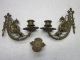 Antique Set Victorian Piano Candle Holders Figural Dragons Sconce Rustic Brass Lamps photo 5